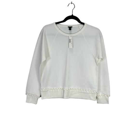 J. Crew Sweaters - J. Crew NWT Women’s White Pom Pom Classic Crewneck Sweatshirt size XS